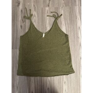 Women's Light Weight Bow Tie Strap Medium Green Tank Top!